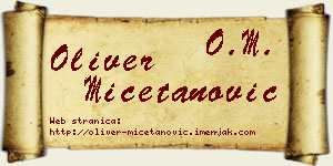 Oliver Mičetanović vizit kartica